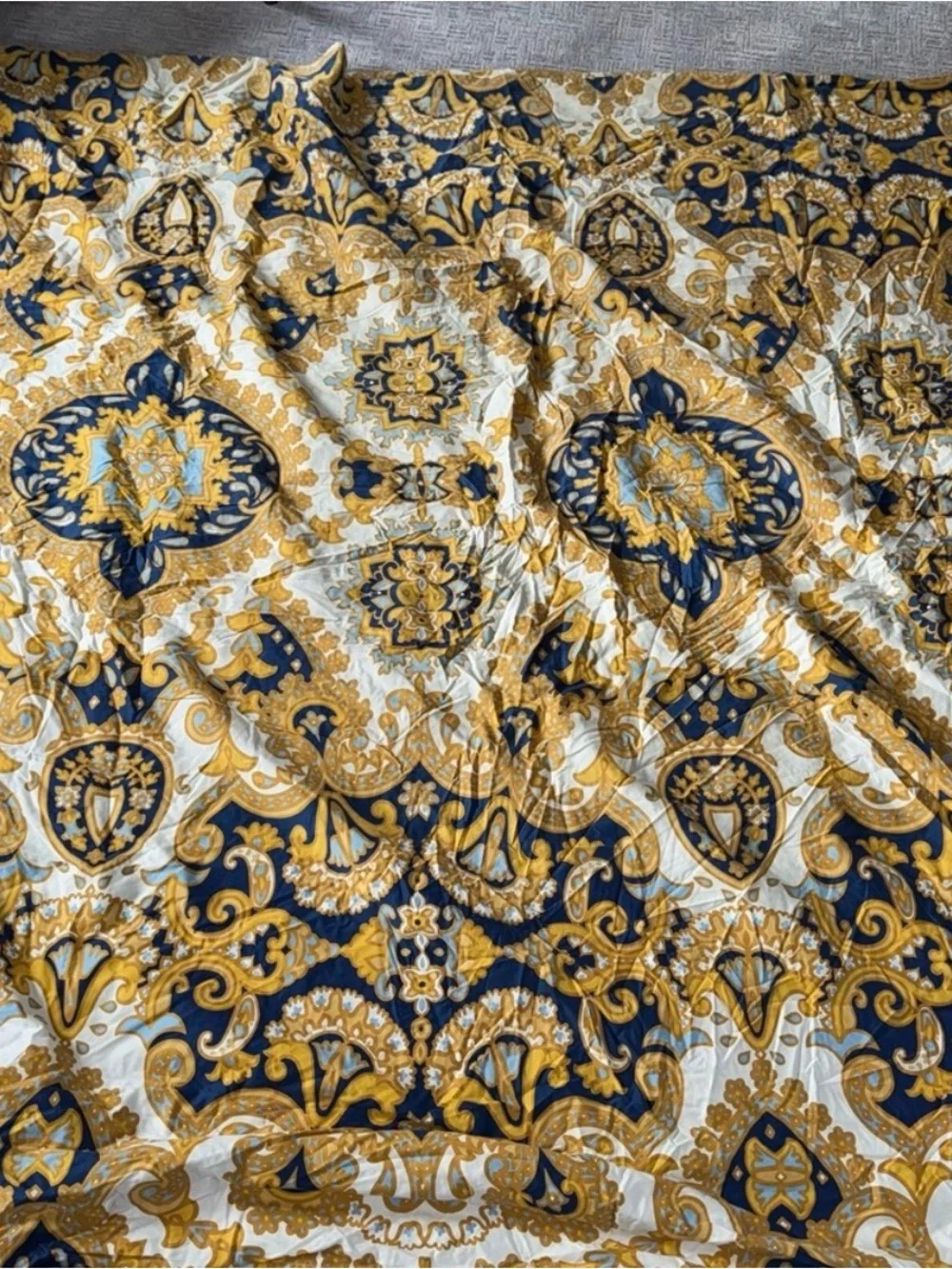 Pottery Barn Kendall Queen Duvet Cover and 4 Shams 2 Standard 2 Euro Gold Blue